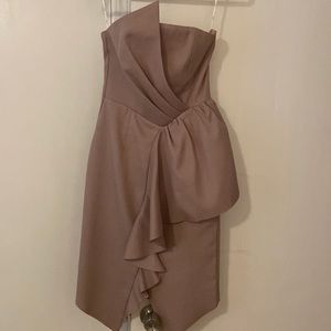 Elliatt Strapless Draped Midi Dress in Mauve